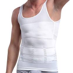 Taoqiao Kompressionsunterwäsche Männer Körper abnehmen Herren Tanktop figurformendes Unterhemd für Männer Sport Fitness Bodyshaper Bauchweg (Weiß L) von Taoqiao