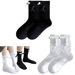 Taozoey Lustige Magnetische Saug 3D Puppen-Paar-Socken, 2 Paar Lustige Socken für Frauen Männer, Freundschaftssocken, Unisex lustiges Paar halten Hände Socke für Paar von Taozoey