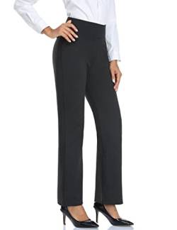 Tapata Damen 71cm/76cm/81cm/86cm Bootcut Stretch-Hose Hoher Bund Frauen Bürohosen Arbeitshose Bauchkontrolle Lange Elegante Schlaghose Freizeithose Yogahose 71cm Holzkohle L von Tapata