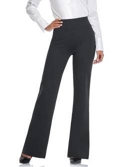 Tapata Damen 71cm/76cm/81cm/86cm Bootcut Stretch-Hose Hoher Bund Frauen Bürohosen Arbeitshose Bauchkontrolle Lange Elegante Schlaghose Freizeithose Yogahose 76cm Holzkohle M von Tapata