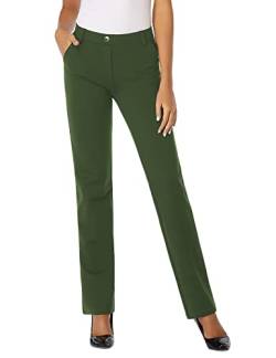 Tapata Damen 71cm/76cm/81cm/86cm Gerade Stretch-Hose mit Taschen Für Büro Geschäft Alltag, Tall/Lang/Regulär/Petite Hose 76cm, Olive, S von Tapata