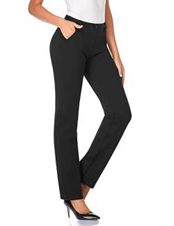 Tapata Damen 71cm/76cm/81cm/86cm Gerade Stretch-Hose mit Taschen Für Büro Geschäft Alltag, Tall/Lang/Regulär/Petite Hose 81cm, Schwarz, M von Tapata