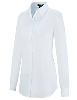 Tapata Damen Button Down Shirts Klassisch Fit Lange Ärmel Blusen Stretch Tops für Arbeit Business Casual Dressy Weiß Large von Tapata