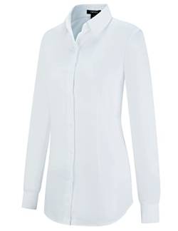 Tapata Damen Button Down Shirts Klassisch Fit Lange Ärmel Blusen Stretch Tops für Arbeit Business Casual Dressy Weiß X-Large von Tapata