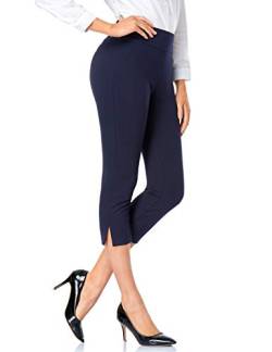 Tapata Damen Hose Sommer für Frauen 3/4 Capris Hosen Freizeit Leichte Sommerhose Crop Büro Bürohose, Navy blau, XL von Tapata