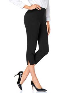 Tapata Damen Hose Sommer für Frauen 3/4 Capris Hosen Freizeit Leichte Sommerhose Crop Büro Bürohose, Schwarz, L von Tapata