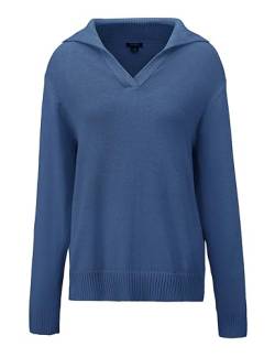 Tapata Damen Pullover Winter Strickpullover Longpullover Elegant V-Ausschnitt Langarm Einfarbige Oberteil Sweater Basic Loose Pulli für Damen Herbst, Blau, L von Tapata