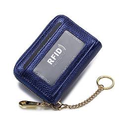 Tapp Collections RFID-Kreditkartenhalter, kleines Lederetui mit Reißverschluss, Kartenetui mit Ausweisfenster und abnehmbarem Schlüsselanhänger, Blau, 4.50 x 3.25 x 1.25 inches von Tapp Collections