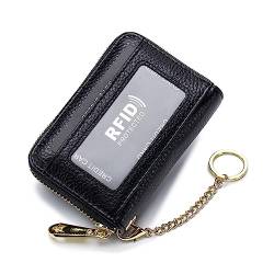 Tapp Collections RFID-Kreditkartenhalter, kleines Lederetui mit Reißverschluss, Kartenetui mit Ausweisfenster und abnehmbarem Schlüsselanhänger, Schwarz, 4.50 x 3.25 x 1.25 inches von Tapp Collections