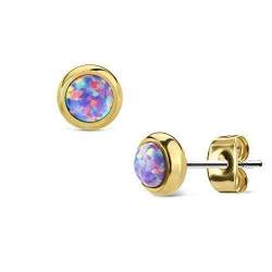 Tapsi´s Coolbodyart® Damen Ohr Stecker Edelstahl Gold Opal Purple von Tapsi´s Coolbodyart
