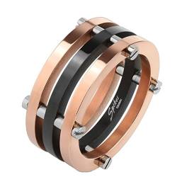 Tapsi´s Coolbodyart® Ring Titan Schwarz Rose Gold 9mm Breit Stylish Two Toned Mens 63 (20) von Tapsi´s Coolbodyart