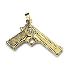 Tapsi´s Coolbodyart® Statement Kettenanhänger Edelstahl Handwaffe Pistole Gold von Tapsi´s Coolbodyart