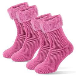 Tarjane Damen Thermo Socken Thermosocken Kuschelsocken mit hohem TOG Wert von 2.3 36/41 - Pink 2 Paar von Tarjane