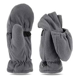 Tarjane Fleece Winterhandschuhe | Fäustlinge | Damen und Herren Fausthandschuhe | Fingerhandschuhe (L/XL, Grau) von Tarjane