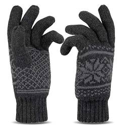 Tarjane Winterhandschuhe für Damen und Herren Thinsulate Strick Handschuhe S/M - Anthrazit mit Muster von Tarjane
