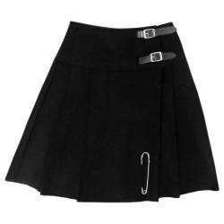 Tartanista Damen 51 cm Lange Kilt-Rock mit Kiltnadel Einfarbig Schwarz 46 von Tartanista