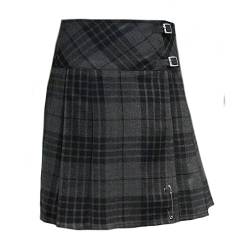 Tartanista Damen 51 cm Lange Kilt-Rock mit Kiltnadel Granitgrau 38 von Tartanista