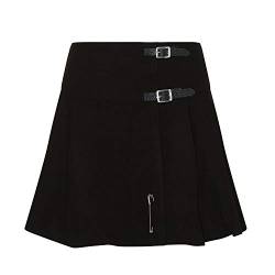 Tartanista Damen Mini-Kilt-Rock 42 cm (16,5") Länge Einfarbig Schwarz 34 von Tartanista