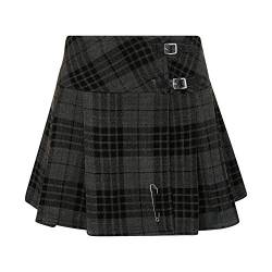 Tartanista Damen Mini-Kilt-Rock 42 cm (16,5") Länge Granitgrau 34 von Tartanista