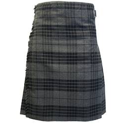 Tartanista - Herren Deluxe-Kilt - 7,3 m (8 Yard) Stoff - 454 g (16 oz) Stoffgewicht - Granitgrau - Taille (Nabelhöhe): 127cm (50“), Länge: 61cm (24“) von Tartanista