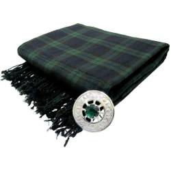 Tartanista - Herren Fly Plaid mit Schmuckstein-Brosche - ideal geeignet für Kilts von Dudelsackspielern - Black Watch von Tartanista