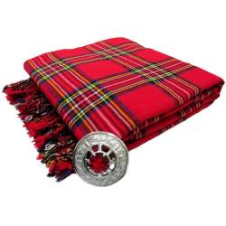 Tartanista - Herren Fly Plaid mit Schmuckstein-Brosche - ideal geeignet für Kilts von Dudelsackspielern - Royal Stewart von Tartanista