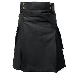 Tartanista - Herren Taktischer Cargo-Kilt Mit Taschen - Schwarz - 86 Cm Taillenweite; 58,5 Cm Länge (Herstellergröÿe. 34) von Tartanista