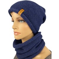 Taschen4life Beanie Mütze & Schal - N-Set unisex (2 teilig, Long-Beanie & Loop-Schal) für Damen und Herren, Strick uni einfarbig, klassisch modischer Stil von Taschen4life