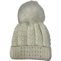 Taschen4life Bommelmütze Strickmütze Julia mit großem Bommel und Glitzer Muster-Strick Mütze, Damen & Mädchen Beanie von Taschen4life