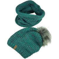 Taschen4life Strickmütze Damen Mütze & Schal Set 38.03 (2 teilig, Kombi Set Longbeanie & Loopschal) Rundschal als Loop, Beanie leicht gefüttert, lockerer Strick von Taschen4life