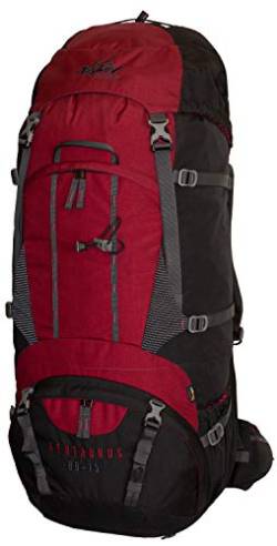 Tashev Outdoors Kentaurus Trekkingrucksack Wanderrucksack Damen Herren Backpacker Rucksack groß 80l Plus 15l Schwarz & Rot (Hergestellt in EU) von Tashev Outdoors