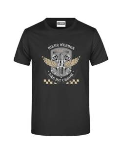 T-Shirt mit Spruch Biker Werden Nicht Grau! Das ist Chrom - Funshirt als Geschenk für Motorradfahrer lustig - Geburtstagsgeschenk (L) von Tassenbrennerei