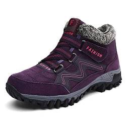 Tasty Life Winterschuhe Zum Warmhalten, Winterschneeschuhe, Wanderschuhe, Wanderschuhe, Winterschuhe, rutschfest Im Freien, Mit Klettverschluss (Herren Und Damen)(40,Purple-Woman) von Tasty Life