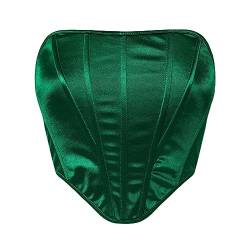 Corset Topdamenmode, Glänzendes Korsett, Röhrenoberteil, Dunkelgrün, Sexy, Rückenfrei, Trägerlos, Bauchfreies Top, Überbrust-Push-Up-Korsett, Bustier, Body Shaper, Taille, Cincher, Mieder Ohne von TatbUL