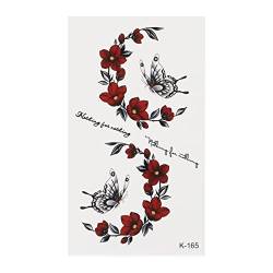 1 Blatt rote Blumen temporäre Tattoos für Frauen Mädchen, gefälschte Schmetterlinge Flügel Blumen Tattoo Aufkleber Kunst Wasserdicht für Gesicht Körper Arm Geburtstagsfeier Gefälligkeiten von Tatooine