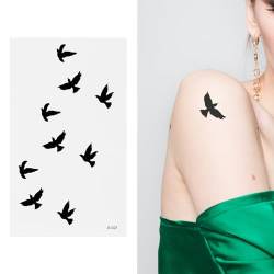 Tattoo Temporär Tätowierung schwarz Tattoo Körperkunst Kleine Vogel Tattoo Aufkleber Fake Tattoos Sticker für Männer Frauen von Tatooine