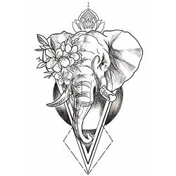 Temporäre tattoos Geometrischer Elefant - 1 Blatt von Fake tattoos | Tier Tätowierung | Schwarz | Elefant Klebetattoos, Herren, Damen - TATTOO YOUR STYLE von - Tattoo Your Style -