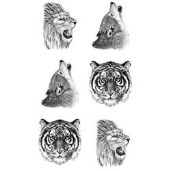 Temporäre tattoos Kleine Löwen Wölfe und Tiger - 1 Blatt von Fake tattoos | Tiere Tätowierung | Schwarz | Tiere Klebetattoos, Herren, Damen - TATTOO YOUR STYLE von - Tattoo Your Style -