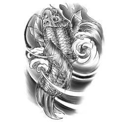 Temporäre tattoos Koi Karpfen - 1 Blatt von Fake tattoos | Fisch Tätowierung | Schwarz | Koi Karpfen Klebetattoos, Herren, Damen - TATTOO YOUR STYLE von - Tattoo Your Style -