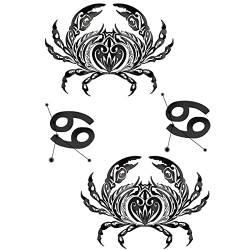 Temporäre tattoos Sternzeichen Krebs - 1 Blatt von Fake tattoos | Astrologie Tätowierung | Schwarz | Sternzeichen Klebetattoos, Herren, Damen - TATTOO YOUR STYLE von - Tattoo Your Style -