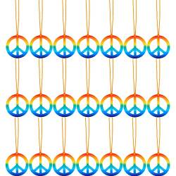 Tatuo 20 Stück Friedenszeichen-Anhänger Halskette Regenbogen Hippie Halskette 60er 70er Jahre Kostüm Zubehör Set für Hippie Geburtstag Party Zubehör für Frauen Männer Kinder von Tatuo