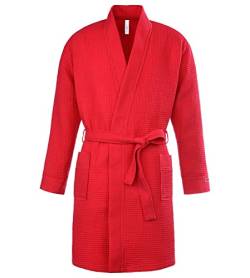 Taubert Spa Thalasso Short Kimono kurzer Bademantel 100 cm Pique S Rot von Taubert