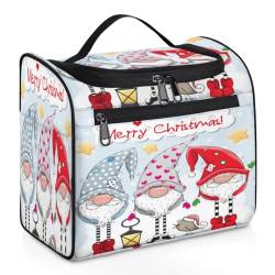 Kosmetiktasche mit Weihnachtsmann-Design, Schneemann, Make-up-Tasche für Damen, große Kapazität, tragbare Reise-Kosmetiktasche, wasserdicht, doppelte Reißverschlüsse, Make-up-Tasche mit Haken zum von Tavisto