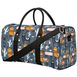 Lama-Kaktus-Druck-Reisetasche, Weekender-Taschen für Frauen Reisen, Turnbeutel, Handgepäcktaschen für Flugzeuge, Duffle Bag für Männer Reisen, Weekender Tasche, Reisetasche, Lama-Kaktusaufdruck, von Tavisto