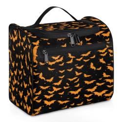 Lustige Halloween-Make-up-Tasche für Damen, große Kapazität, tragbare Reise-Kosmetiktasche, wasserdicht, doppelte Reißverschlüsse, Make-up-Tasche mit Haken zum Aufhängen, für Hautpflege, Reisen, von Tavisto