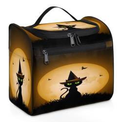 Make-up-Tasche mit Halloween-Kürbis-Geisterszene für Damen, große Kapazität, tragbare Reise-Kosmetiktasche, wasserdicht, doppelte Reißverschlüsse, Make-up-Tasche mit Haken zum Aufhängen, für von Tavisto