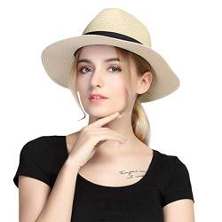 Taylormia Damen Panama Hut Strohhut faltbar Strand Sonnenhüt Sommer Fedora UPF 50 + von Taylormia