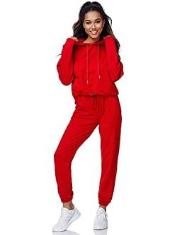 Tazzio Damen Jogginganzug Trainingsanzug Sport Freizeit Hoodie & Jogginghose F200 Rot XL von Tazzio