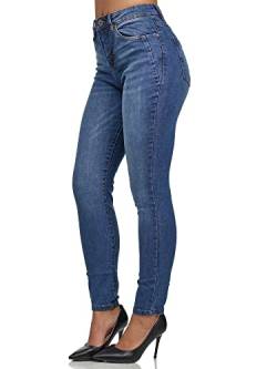 Tazzio Damen Skinny Fit Jeans High Waist Denim Jeanshose Slim Stretch Hose F107 Blau 38 von Tazzio