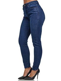 Tazzio Damen Skinny Fit Jeans High Waist Denim Jeanshose Slim Stretch Hose F107 Dunkelblau 46 von Tazzio